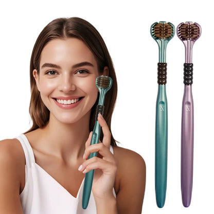 2 pièces/boîte - Brosses à dents pour adultes avec poils souples en PBT, embouts arrondis, triple enveloppement pour le nettoyage de la langue et manches ergonomiques